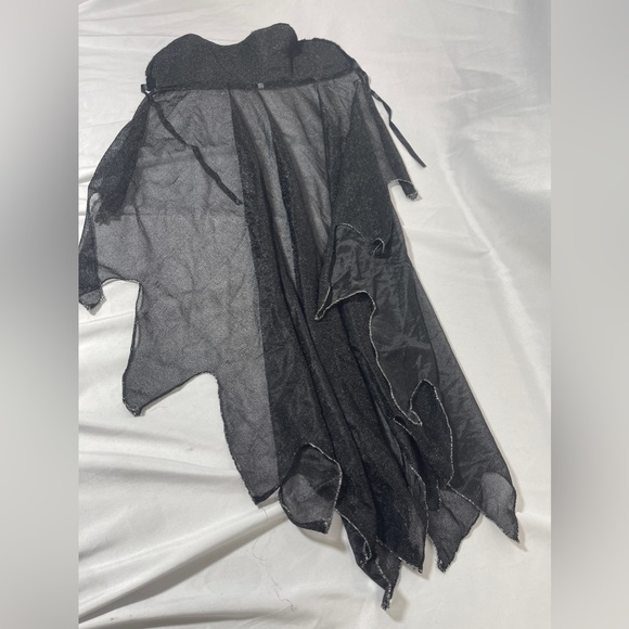 Costume Vampire Cape Halloween Black Glitter Sparkle Cape w/ Fur Collar Sz Med - Picture 5 of 5